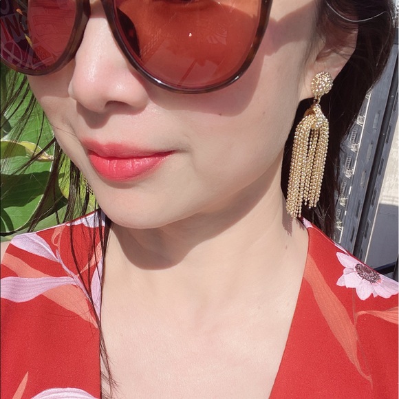 NWT Sophia & Kate Pink 3.5" Gold Plated Tassel Earring - Picture 8 of 12